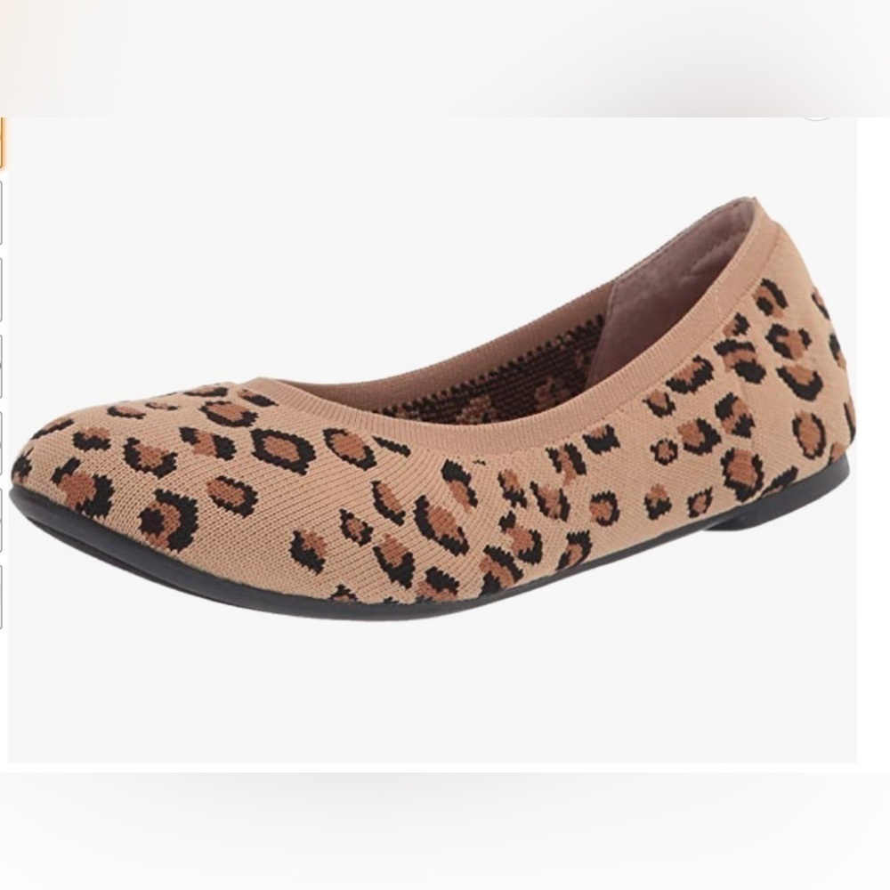 𝅺AMAZON Essentials Women's Knit Ballet Flat Leopard Print